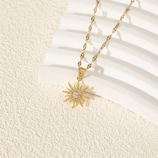 Sun Planet Zircon Pendant Necklace