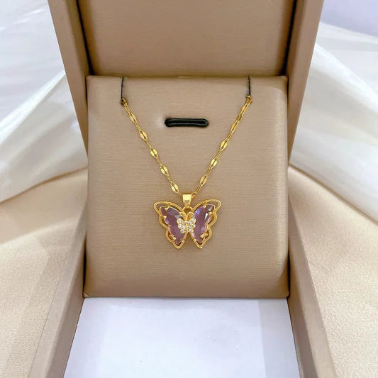 Elegant Butterfly Pendant Necklace - Alam Ara