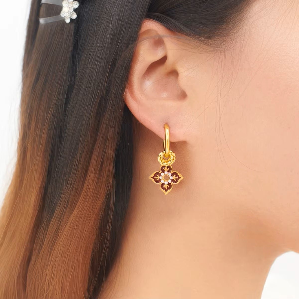 Ethnic Enamel Drop Earrings - Alam Ara