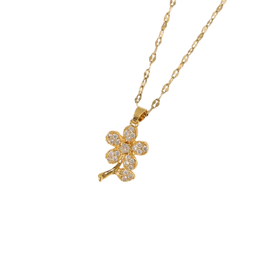 Flower Zircon Pendant Necklace - Alam Ara