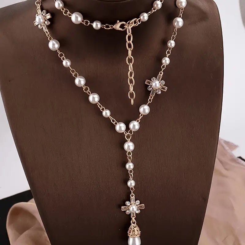 Long Chain Pearls Necklace - Alam Ara