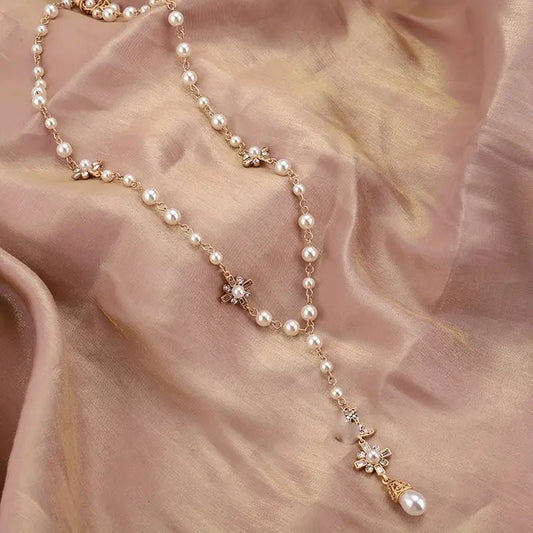 Long Chain Pearls Necklace - Alam Ara